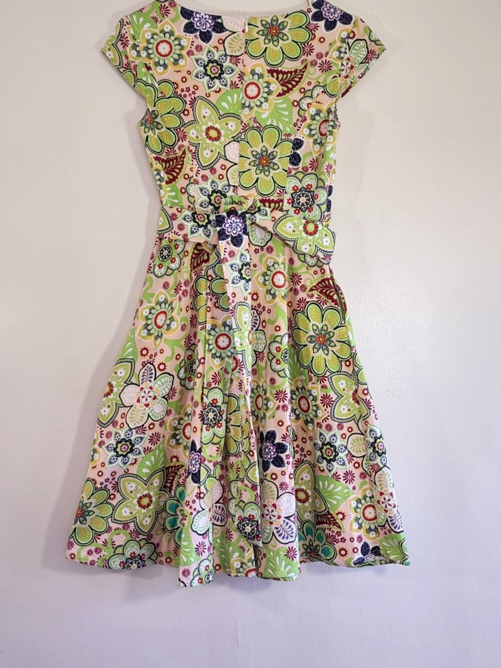 Pukavt Retro Fit & Flare Floral Dress Size XSmall 'Flower Power' MOD Indie Boho